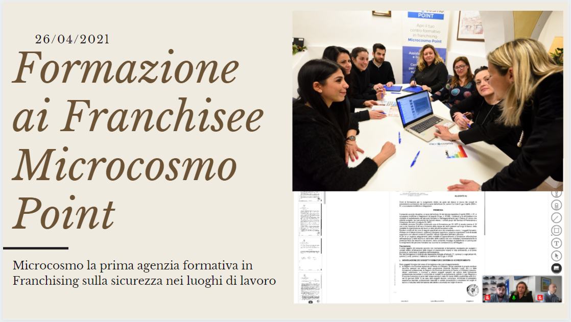 SISTEMA DI FRANCHISING MICROCOSMOPOINT: Formazione interna ai NUOVI Franchising